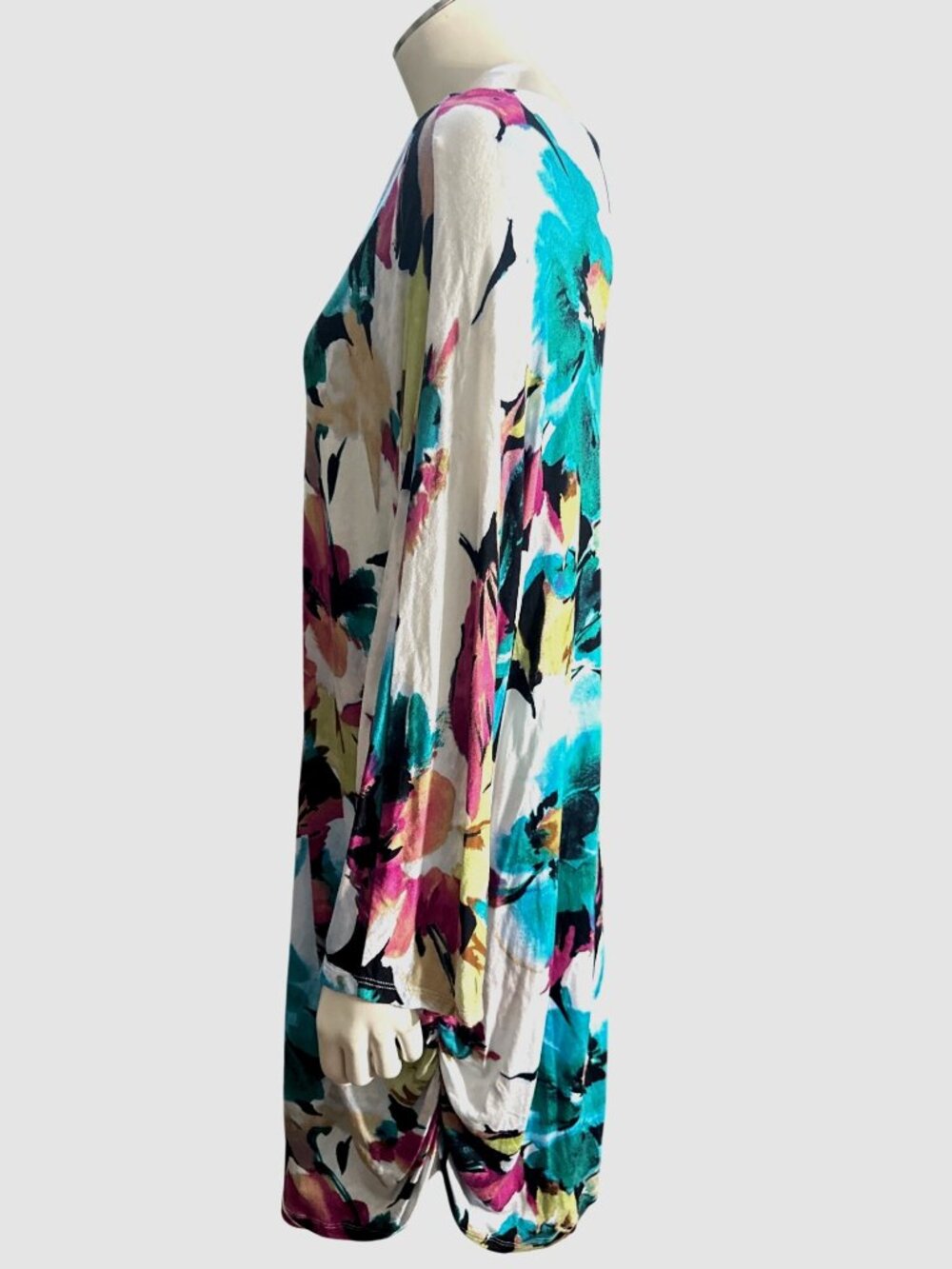 Liz Claiborne Plus Size 3X Bright Floral Print Dress Loose Fit Vibrant Colors - Picture 3 of 9